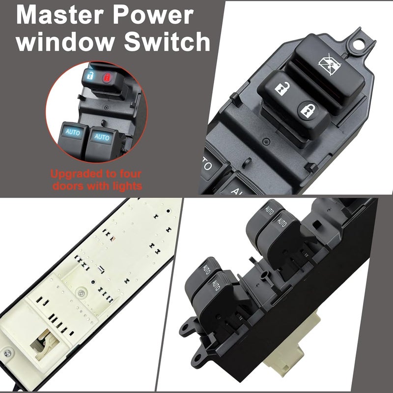 BELGEMAY Ice Blue Backlit Auto-Up/Down Window Switch for 2007-2015 Toyota Yaris (OE#84820-06070) – Plug & Play, 4-Button Upgrade with Pry Tool - Image 3